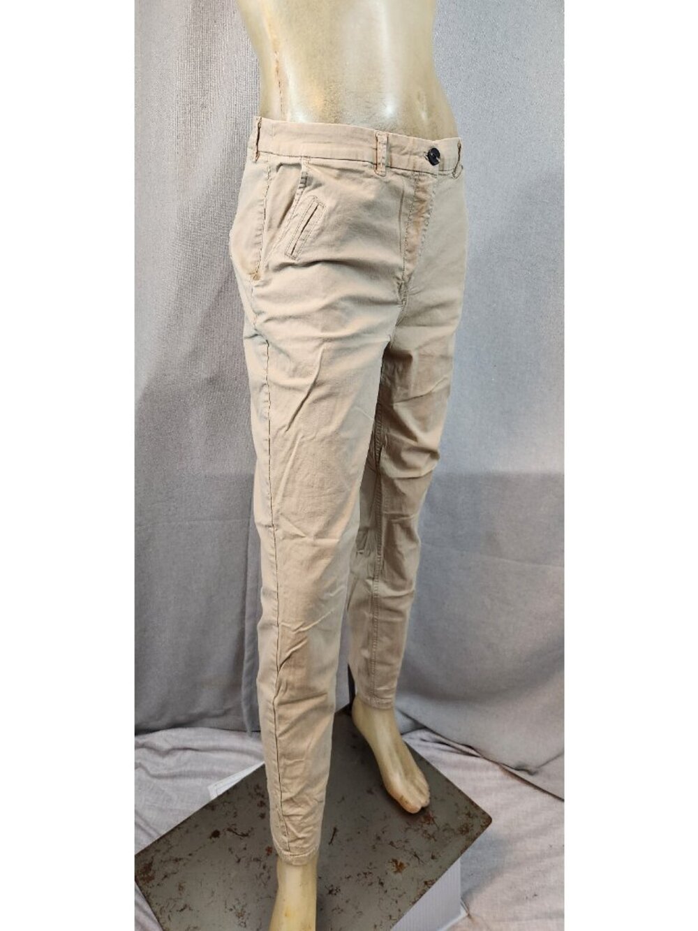 H&M Solid Khaki Tan Stretch Skinny Slim 5Pocket Pants Slacks Size 4 SMALL Womens - Picture 2 of 5